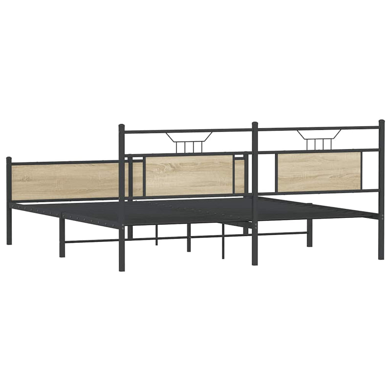 Metal Bed Frame without Mattress Sonoma Oak 183x213 cm