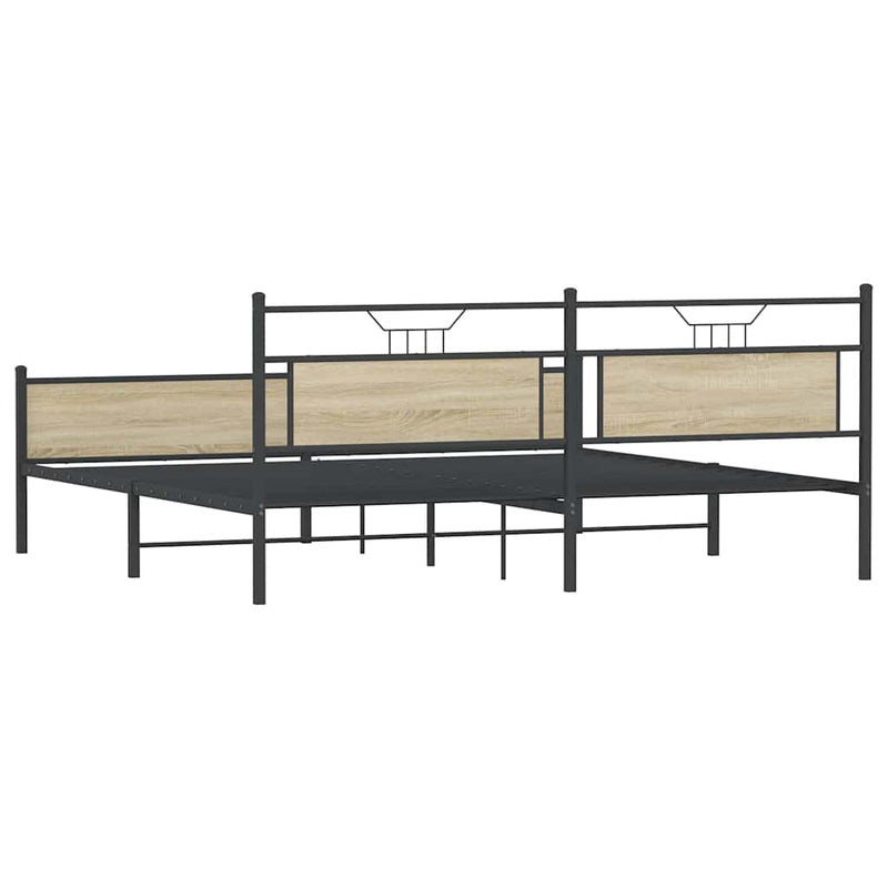 Metal Bed Frame without Mattress Sonoma Oak 193x201 cm