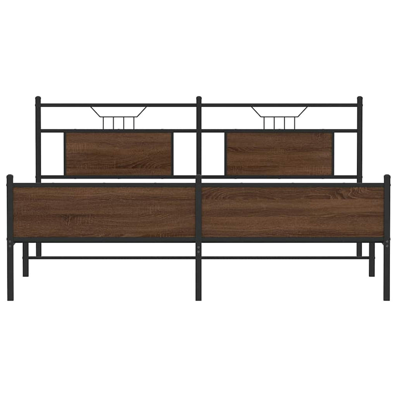 Metal Bed Frame without Mattress Brown Oak 183x213 cm