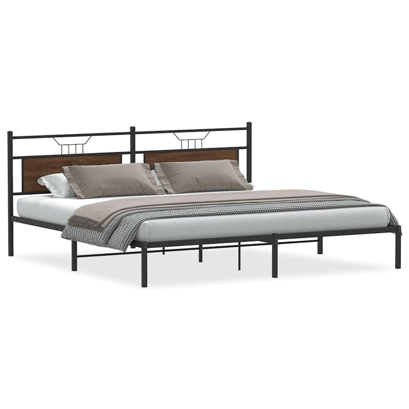 Bed Frame without Mattress Brown Oak 200x200 cm Engineered Wood