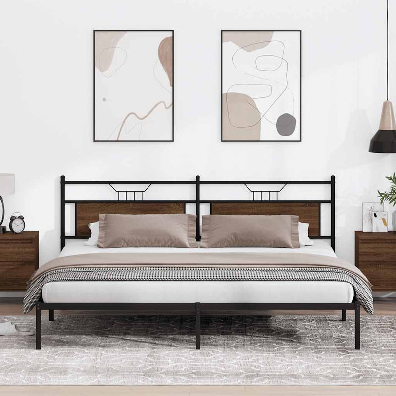 Bed Frame without Mattress Brown Oak 200x200 cm Engineered Wood