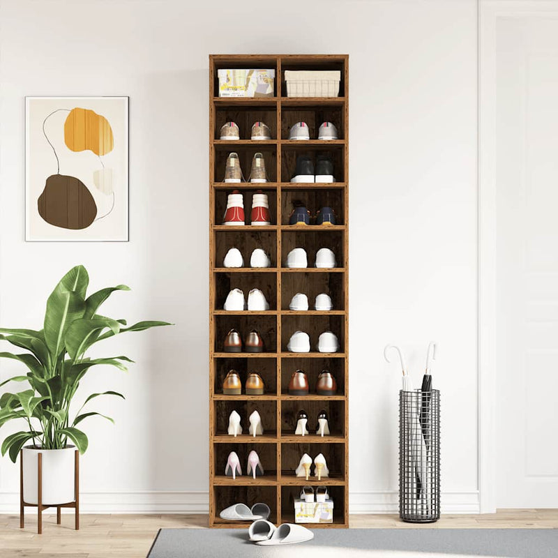 Modern Wooden Large Open Shoe Storage Cabinet Unit With 22 Compartments