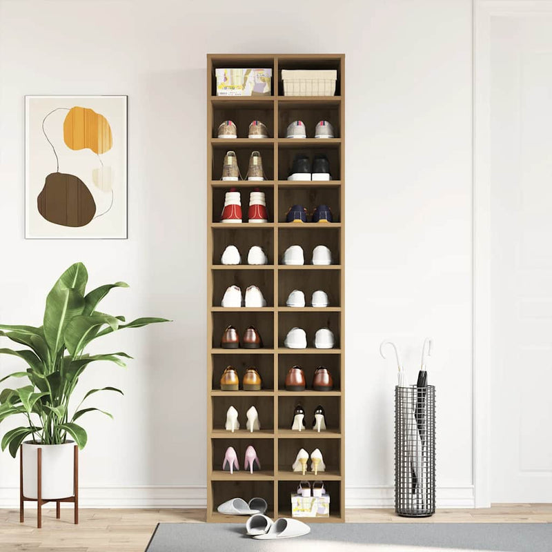 Modern Wooden Large Open Shoe Storage Cabinet Unit With 22 Compartments