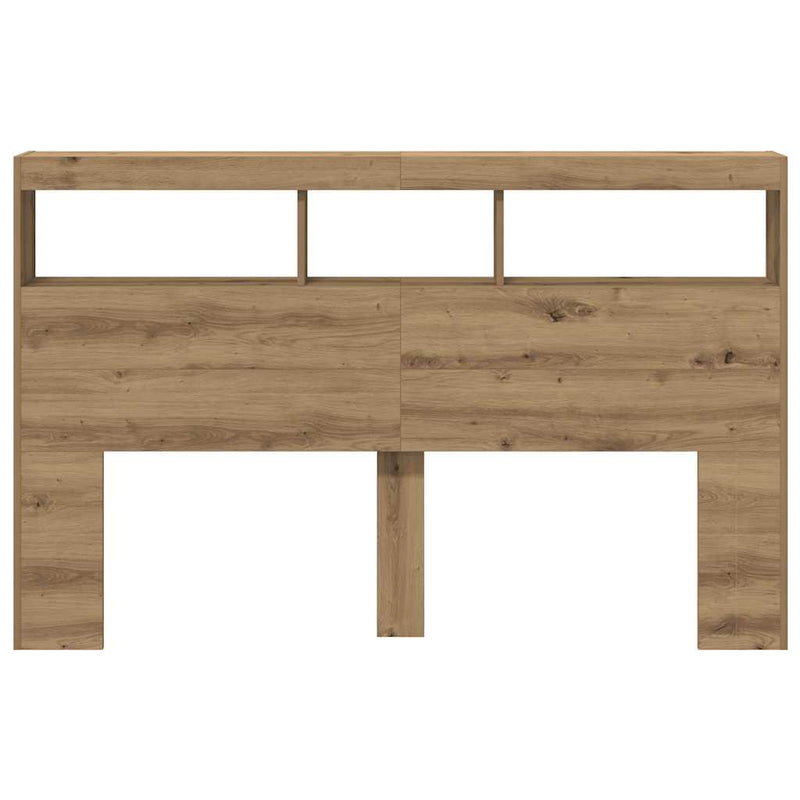Headboard Cabinet with LED Artisan Oak 160x17x102 cm