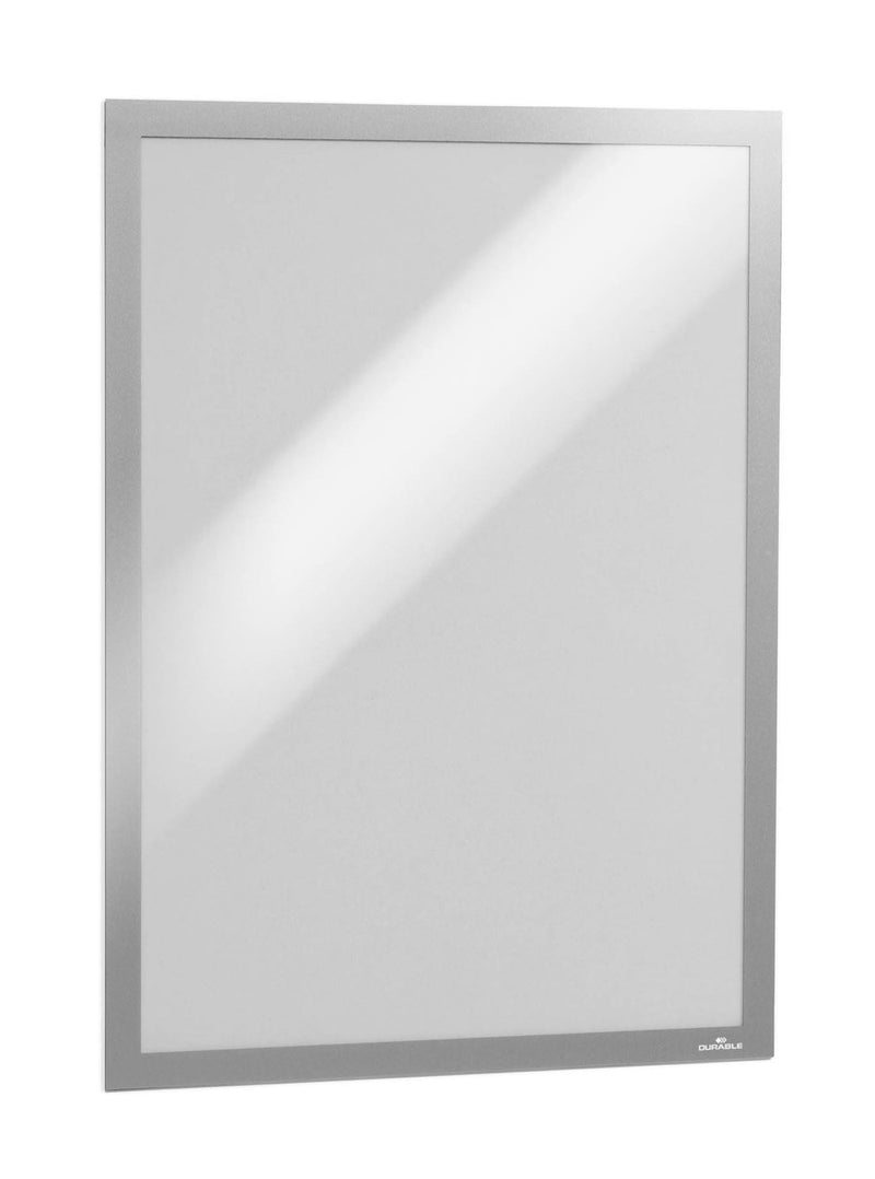 Durable DURAFRAME Self Adhesive Magnetic Signage Frame | 2 Pack | A3 Silver