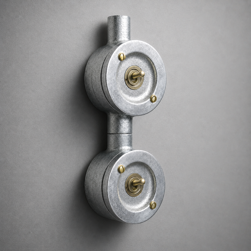 Double Gang Solid Cast Conduit Metal Light Switch Industrial 2 Way