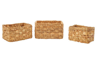 Set of 3 Natural Water Hyacinth Storage Baskets | Lidi