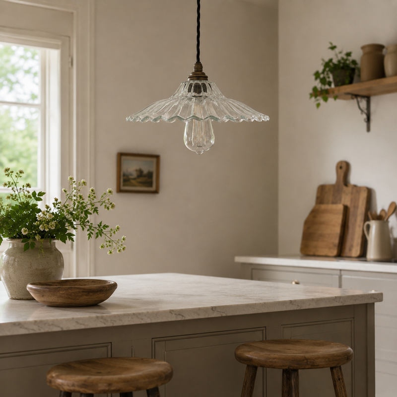 Lenwade ~ Prismatic Glass Shade Light Pendant Set