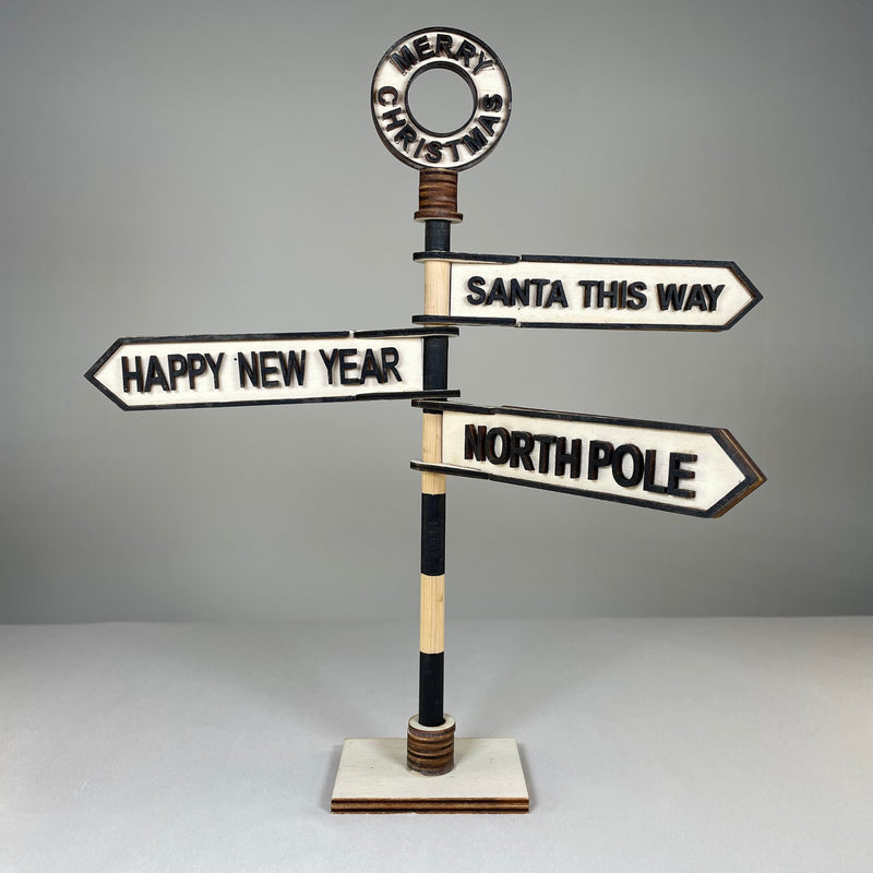 Christmas Direction Sign - Handmade Ornament by Curious Rabbit ®