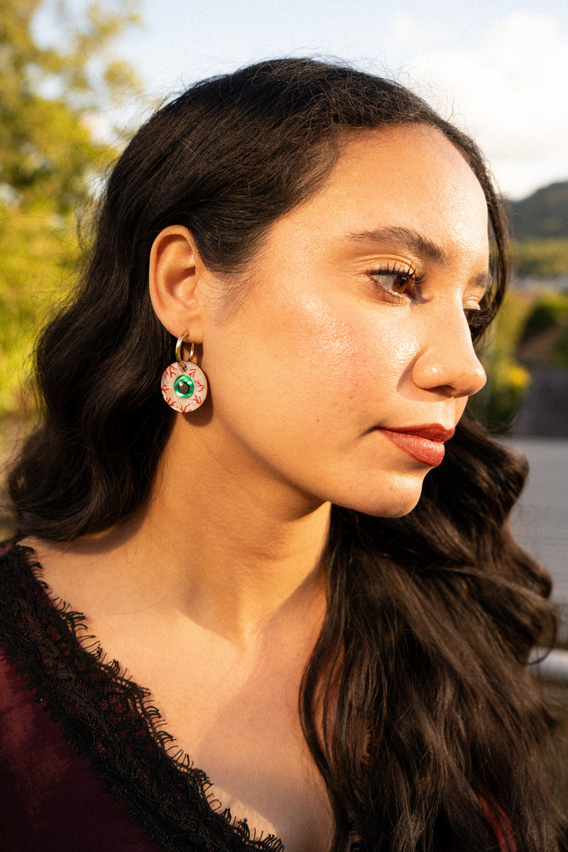 Bloodshot Eyeball Hoop Earrings