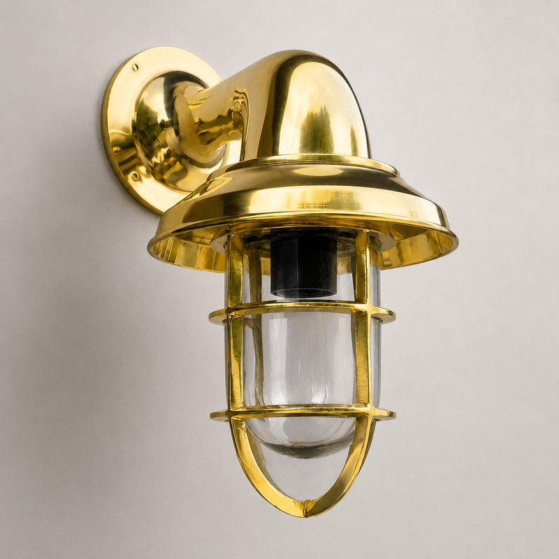 Wells - Solid Brass Bulkhead Outdoor & Bathroom Wall Light