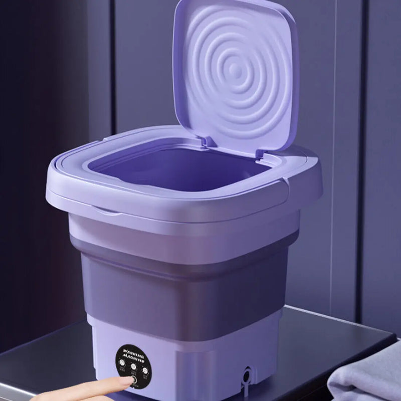 8L Portable Foldable Washing Machine with Spin Dryer - Mini Washer for Socks & Underwear