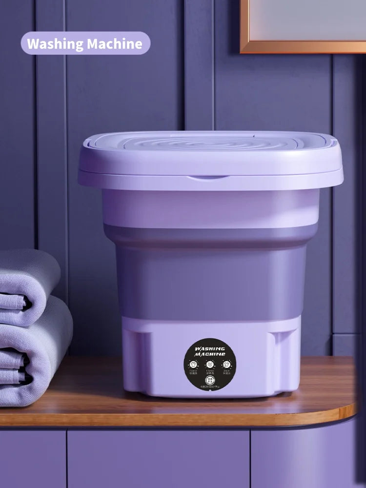 8L Portable Foldable Washing Machine with Spin Dryer - Mini Washer for Socks & Underwear
