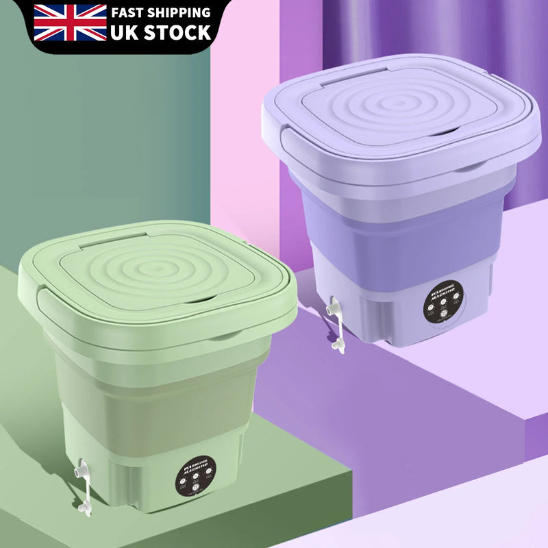 8L Portable Foldable Washing Machine with Spin Dryer - Mini Washer for Socks & Underwear