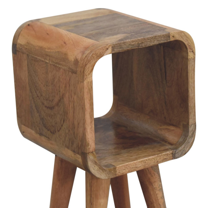 Artisan Furniture Solid Wood Extra Mini Minimalist Open Curved Oak-ish Bedside