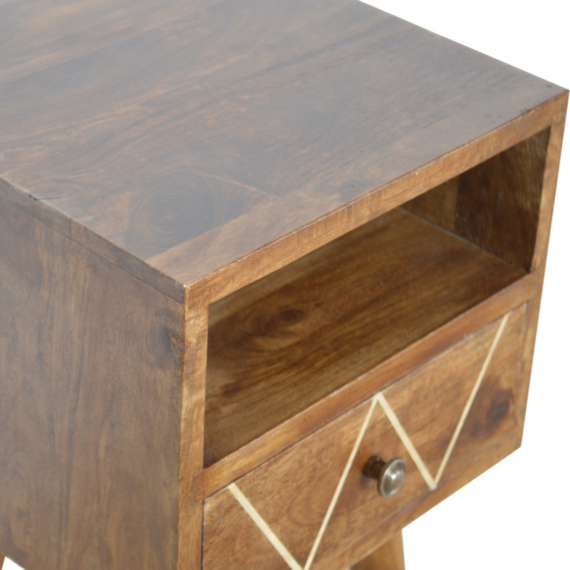 Artisan Furniture Solid Wood Mini Geo Brass Bedside