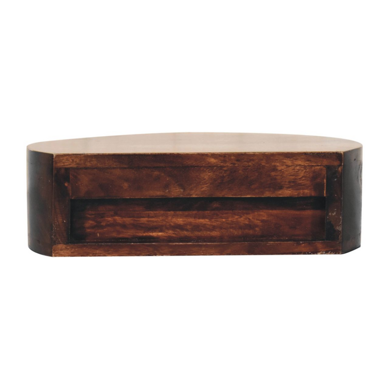 Artisan Furniture Solid Wood California Walnut Wall Mounted Rounded Bedside, Brown, 1 Drawer