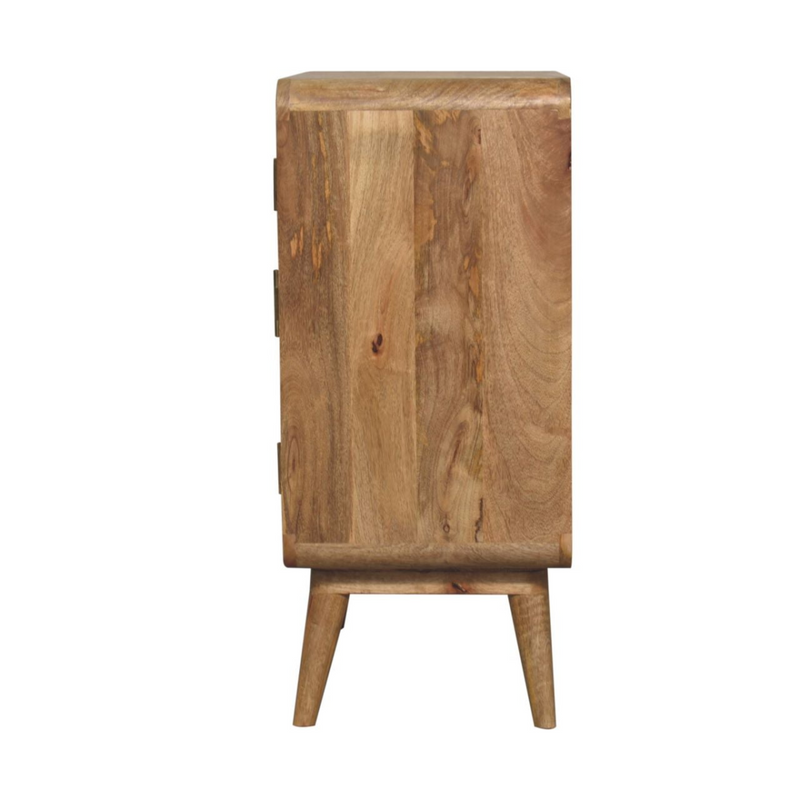 Artisan Furniture Solid Wood T-bar Ridged Cabinet, Light Brown, 2 Doors