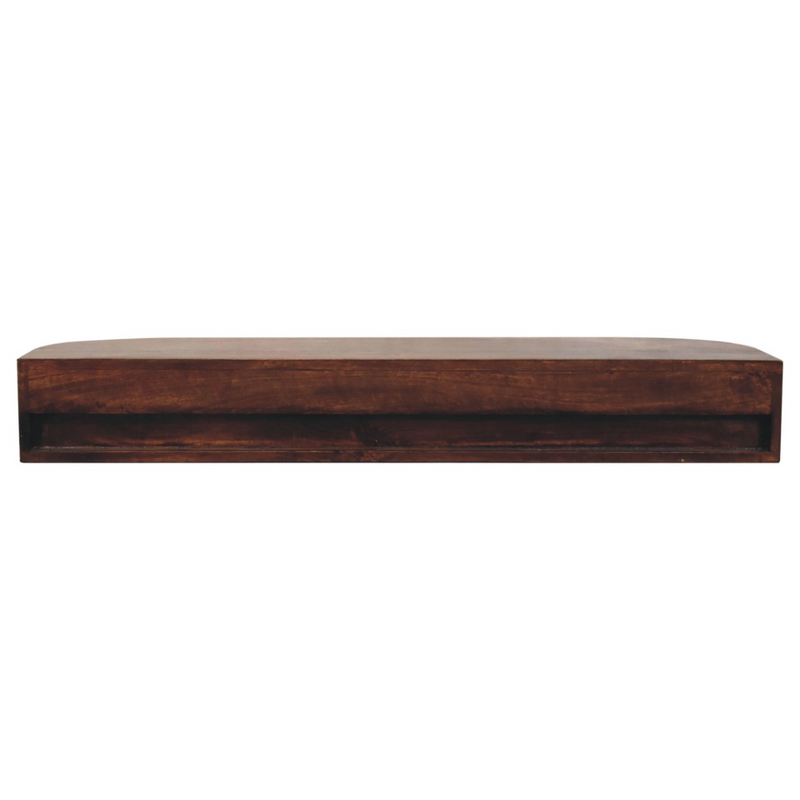Artisan Furniture Solid Wood Lunar Wall Mounted Chestnut Console, 2 Drawers, Open Slot