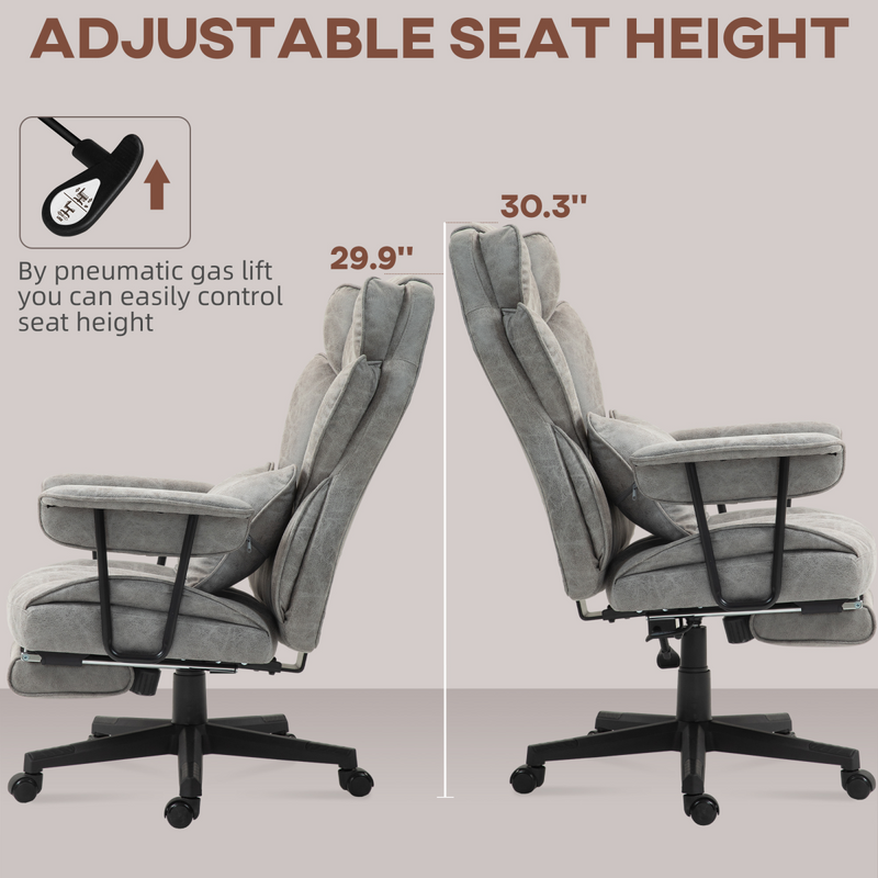 HOMCOM Massage Office Chair, Heated Reclining Desk Chair, Grey