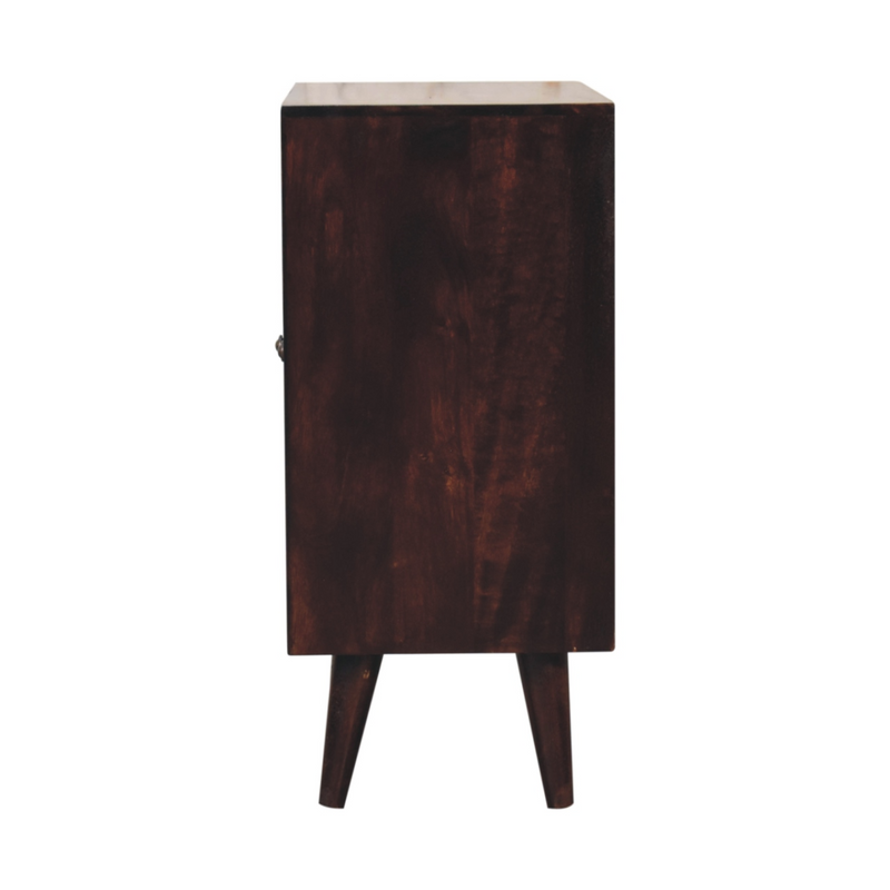 Artisan Furniture Solid Wood Mini Pineapple Carved Light Walnut Cabinet, Brown, 2 Doors