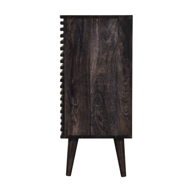 Artisan Furniture Solid Wood Kobe Cabinet, Black, Sliding Door and 2 Drawers