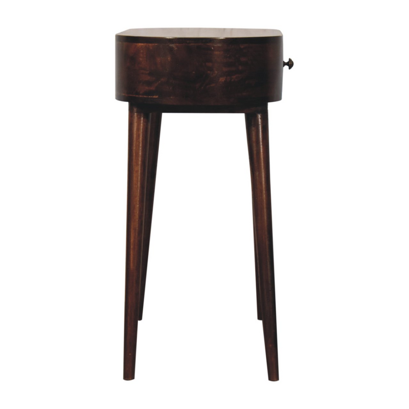Artisan Furniture Solid Wood California Walnut Rounded Small Console Table, Brown, 1 Drawer