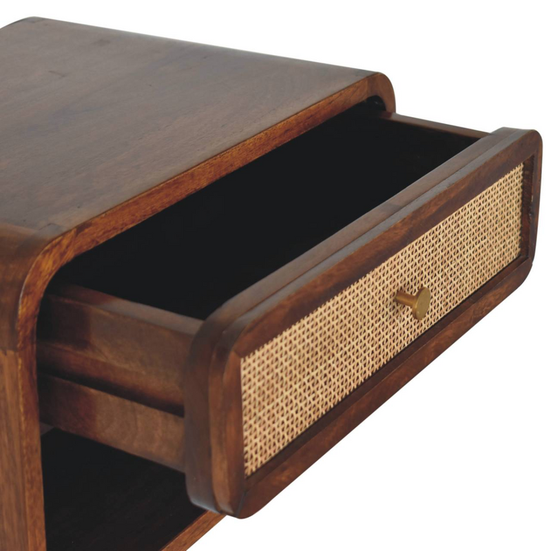 Artisan Furniture Solid Wood Chestnut Wall Mounted Open Woven Bedside