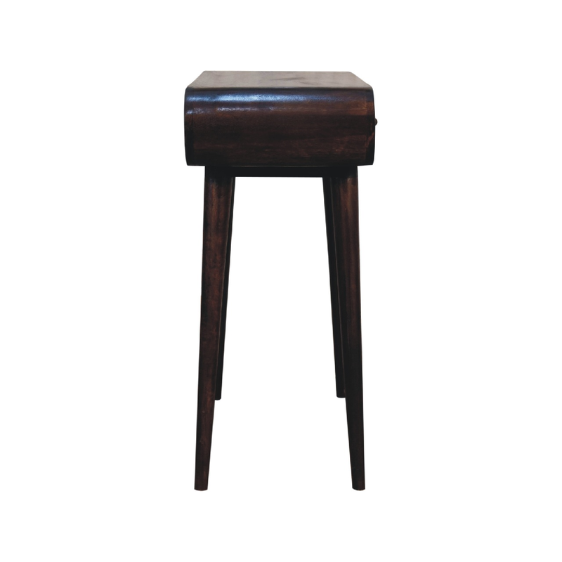 Artisan Furniture Solid Wood Light Walnut Curved Edge Console Table, 2 Drawers, Dark Brown