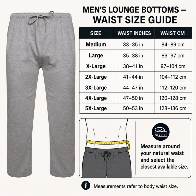 2 Pack Men's Cotton Lounge Bottoms Stretchable PJ Pants Available in Black Navy Grey Durable and Cozy Loungewear Medium to 5X-Large by Sock Stack