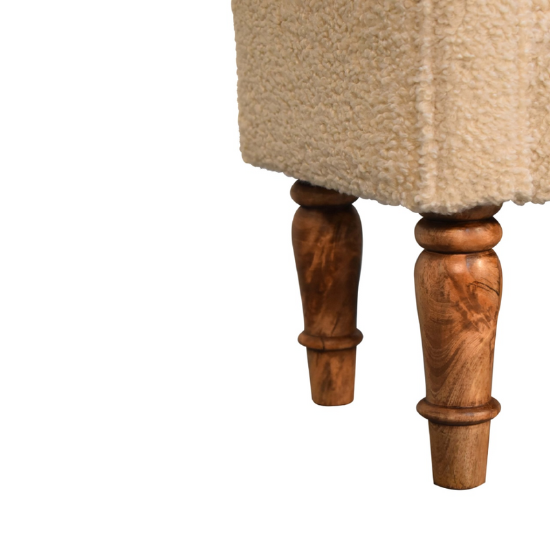 Artisan Furniture Solid Wood Boucle Cream Bench