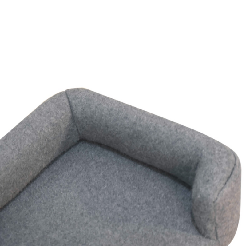 Artisan Furniture Solid Mango Wood Mini Battleship Tweed Pet Sofa Bed