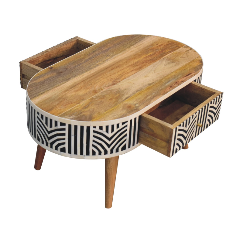 Artisan Furniture Solid Wood Edessa Bone Inlay Coffee Table, 2 Drawers, Brown