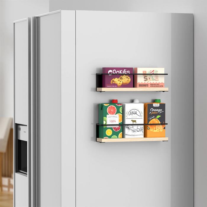 VINSANI 2pc MAGNETIC SPICE RACK WOODEN SHELF 1010420