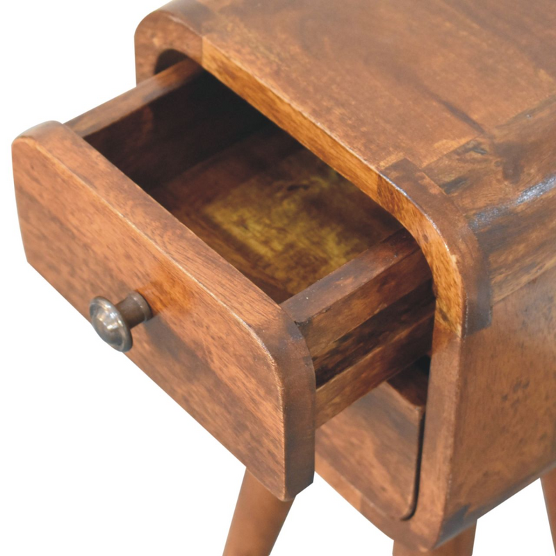 Artisan Furniture Solid Wood Extra Mini Curved Chestnut Bedside