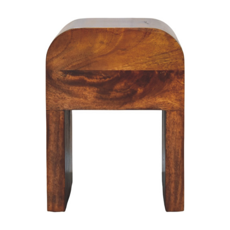 Artisan Furniture Solid Wood Mini Darcy Chestnut Nightstand with Curved Edges, Brown, 1 Drawer