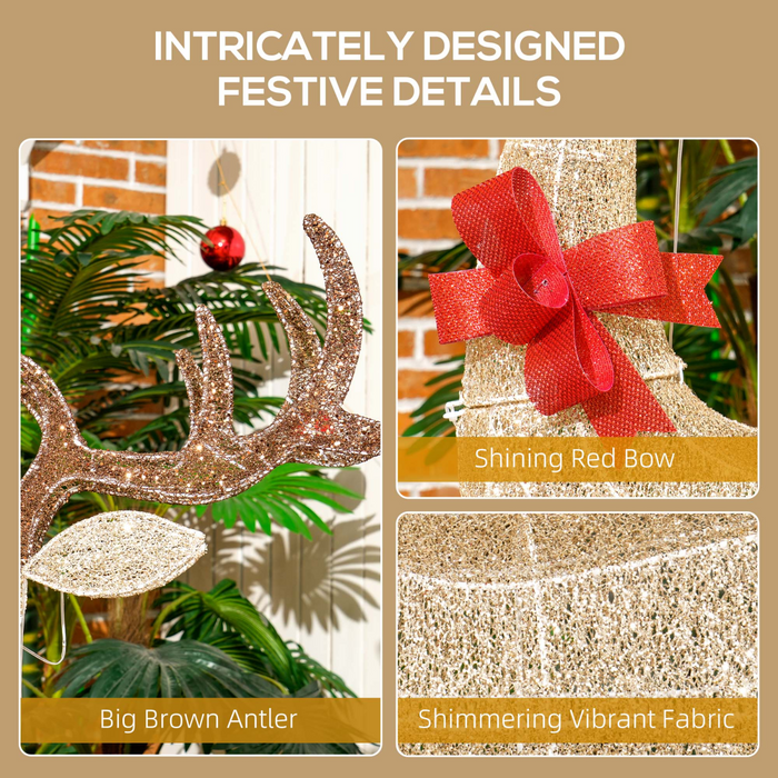 Outsunny 3-Piece Light Up Christmas Deer Family Set of 3 for Lawn Gold Tone