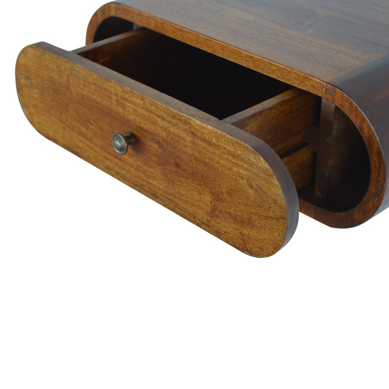 Artisan Furniture Solid Wood Wall Mounted Round Chestnut Bedside