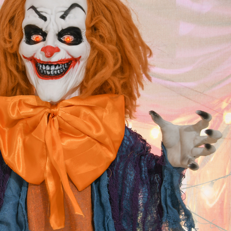 HOMCOM Circus Clown Halloween Decoration, Outdoor Animated Prop for Party