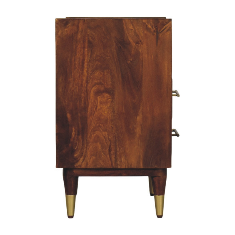 Artisan Furniture Solid Wood Valenza Open Frame Bedside, 2 Drawers & 1 Open Slot, Brown