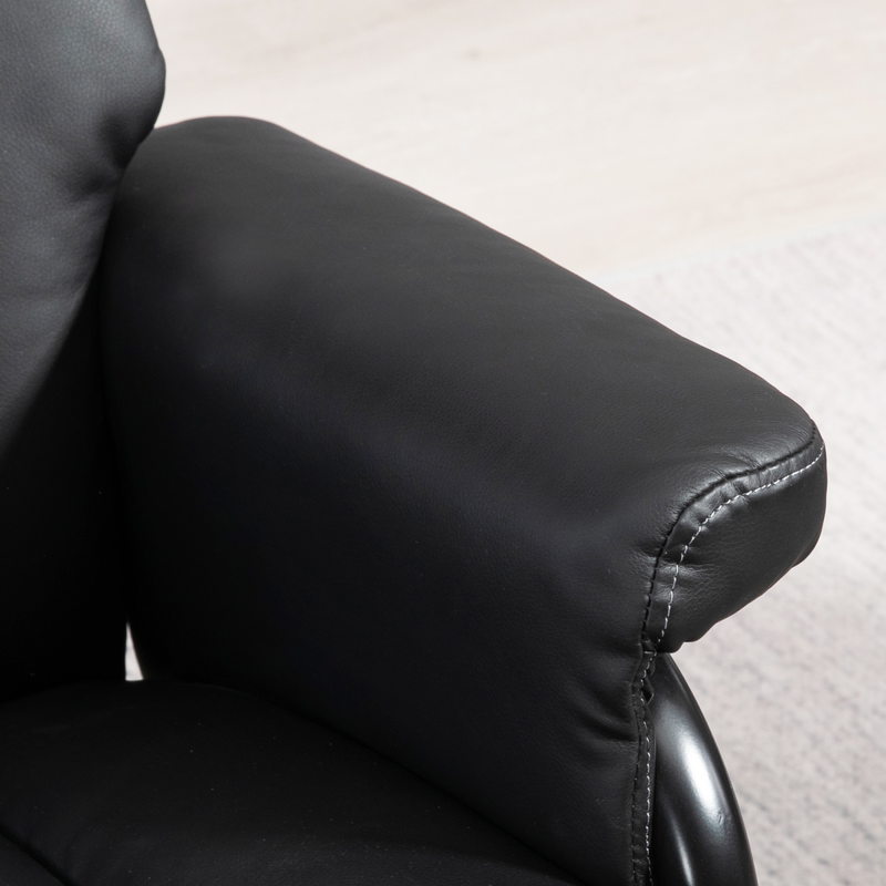 HOMCOM PU Leather Swivel Recliner Armchair with Ottoman, Black