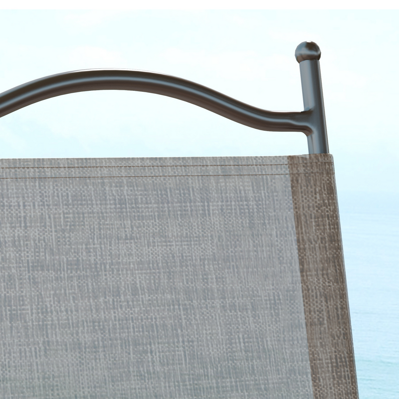 Outsunny Folding Chairs Set, Breathable Mesh Fabric Seat, Mixed Brown