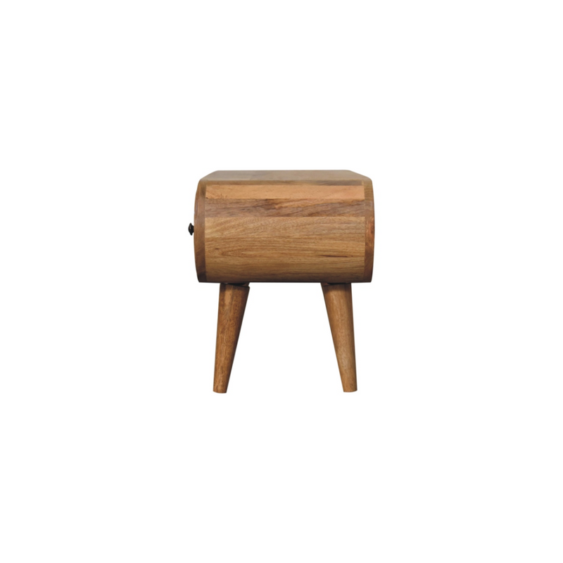 Artisan Furniture Solid Wood Oak-ish Circular TV Unit, Beige, 2 Drawers and Open Slot