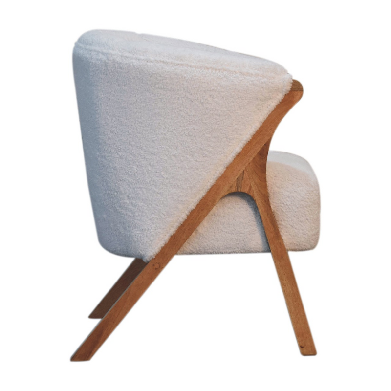 Artisan Furniture Solid Wood White Boucle Minimalistic Chair