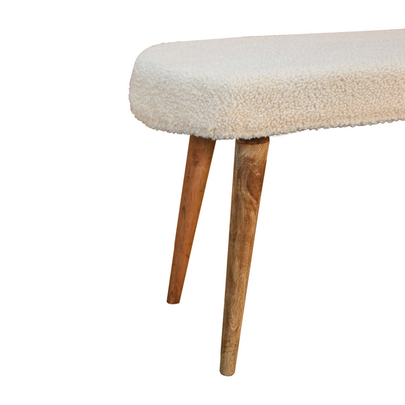 Artisan Furniture Solid Wood Cream Boucle Nordic Bench