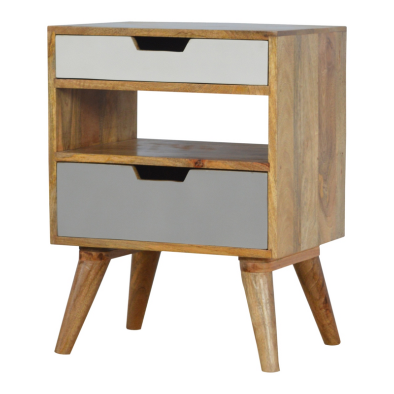 Artisan Furniture Solid Wood Grey and White Cut-out Bedside