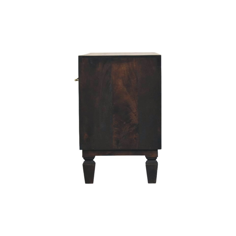Artisan Furniture Solid Wood Cadiz Carved Shoe Storage Bench, 2 Drawers & 1 Shelf, Dark Brown