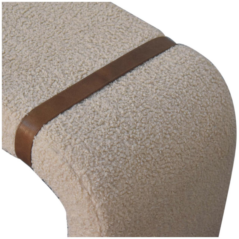 Artisan Furniture Solid Wood Boucle Leather Strap Bench