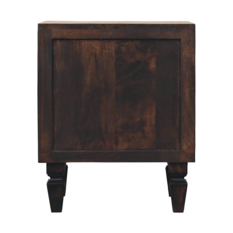 Artisan Furniture Solid Wood Belmont Nightstand, 2 Drawers, Dark Brown
