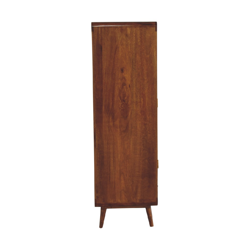 Artisan Furniture Solid Wood Curved Chestnut Wardrobe, Light Brown, 2 Doors and 1 Drawer